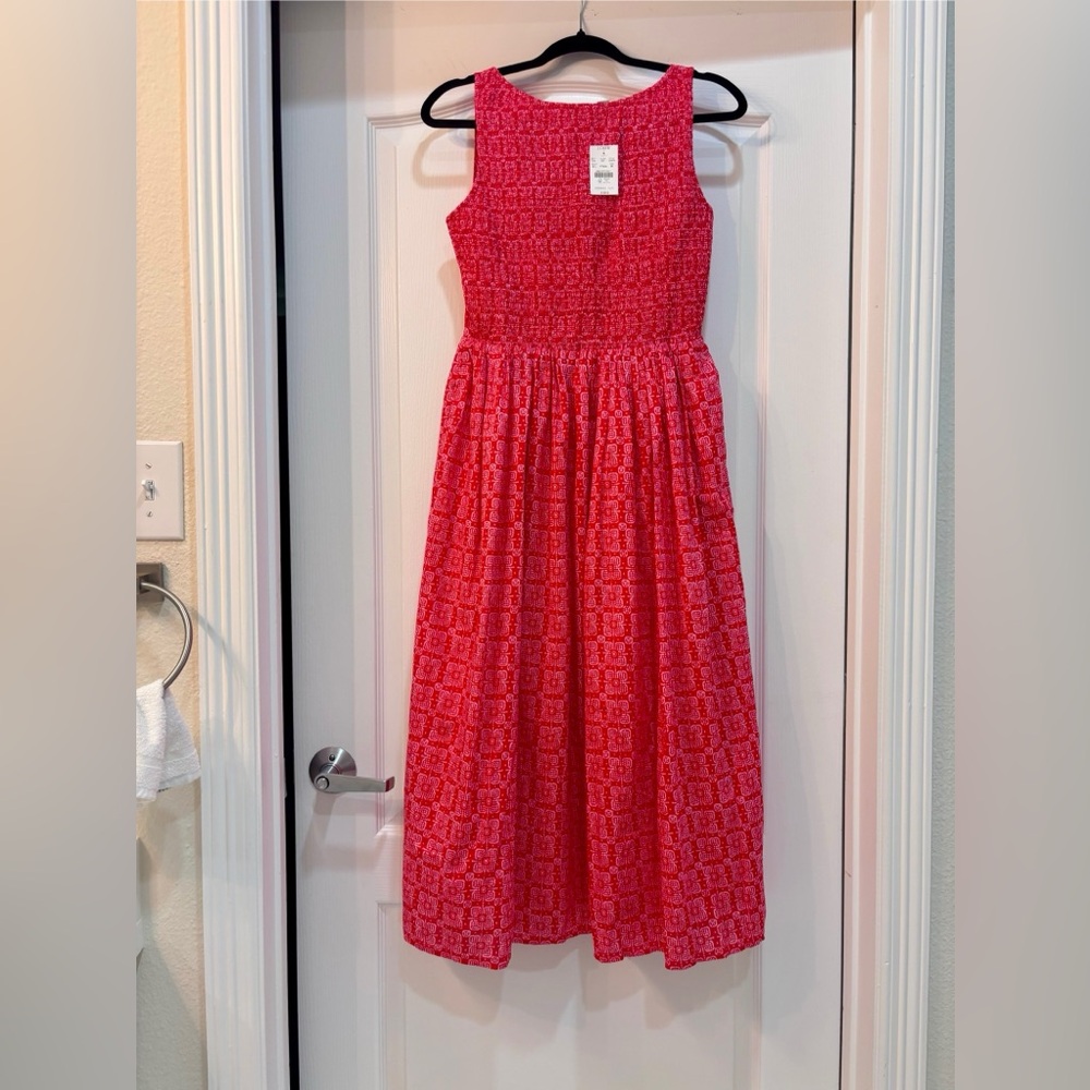 J Crew Smocked Boatneck Dress M